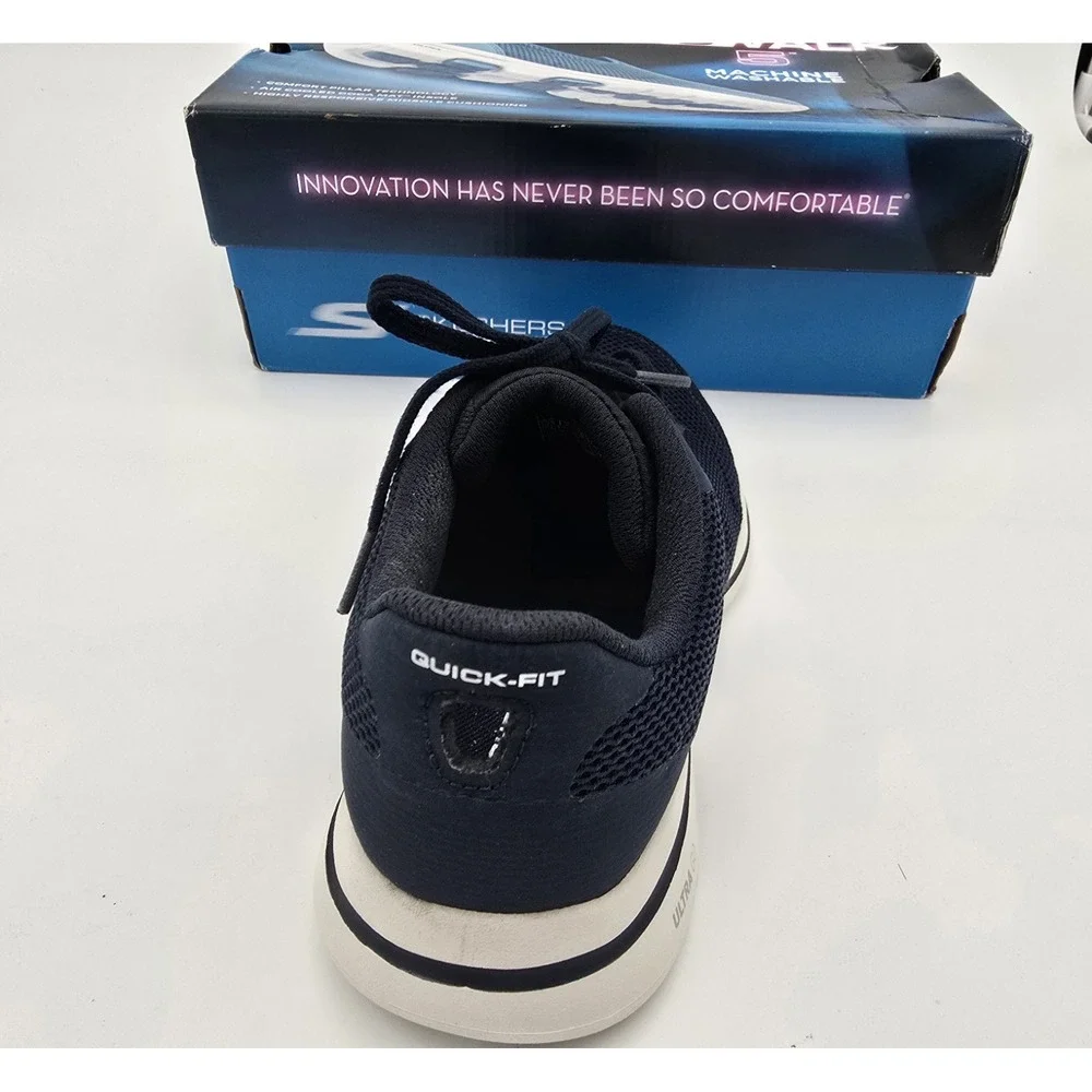 SKECHERS GOwalk 5 size 6.5 Washable womens Lace-Up Mesh Sneaker Navy/White 15902